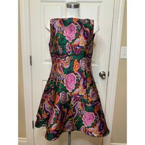 ETRO Bright Floral Embroidered Fit & Flare Sleeveless Dress, Size 8 | 44